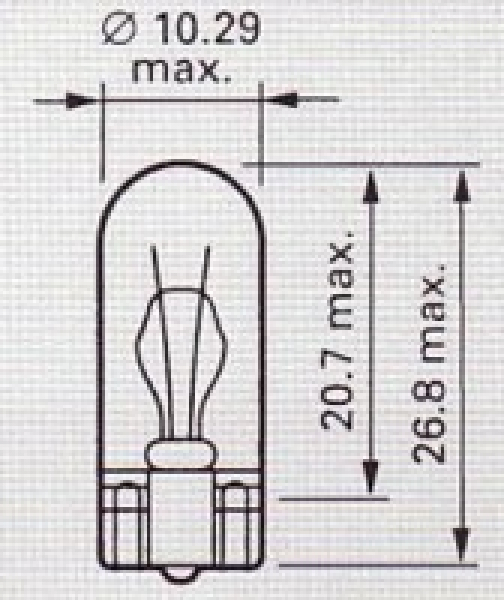 PHILIPS 13960, Glassockellampe T10, Sockel W 2,1x9,5d, 24V/2W