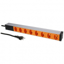 maxCONNECT PDU Steckdosenleiste, 8 Steckplätze T12, eloxiertes Alugehäuse, orange, 3m-Anschlusskabel schwarz T12